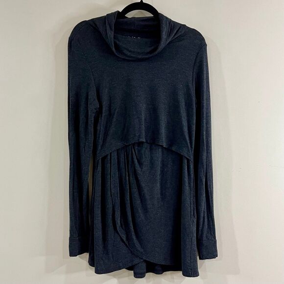 Latched Mama Cowl Neck Tulip Hem Nursing Sweatshirt Dark Heather Gray size M - Picture 1 of 4